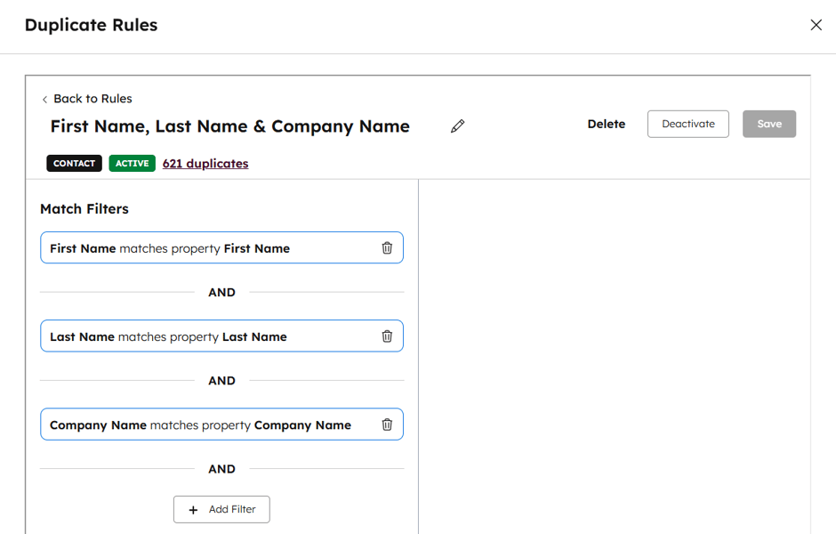 2. Set Rules to Find Duplicates in HubSpot 📜