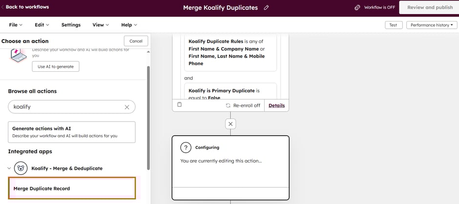 Add Merge Duplicate Record action to bulk merge HubSpot duplicates