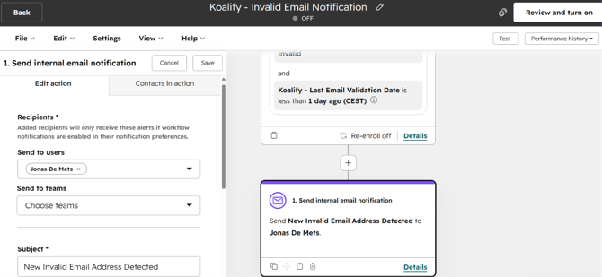 Add a Notification Action
