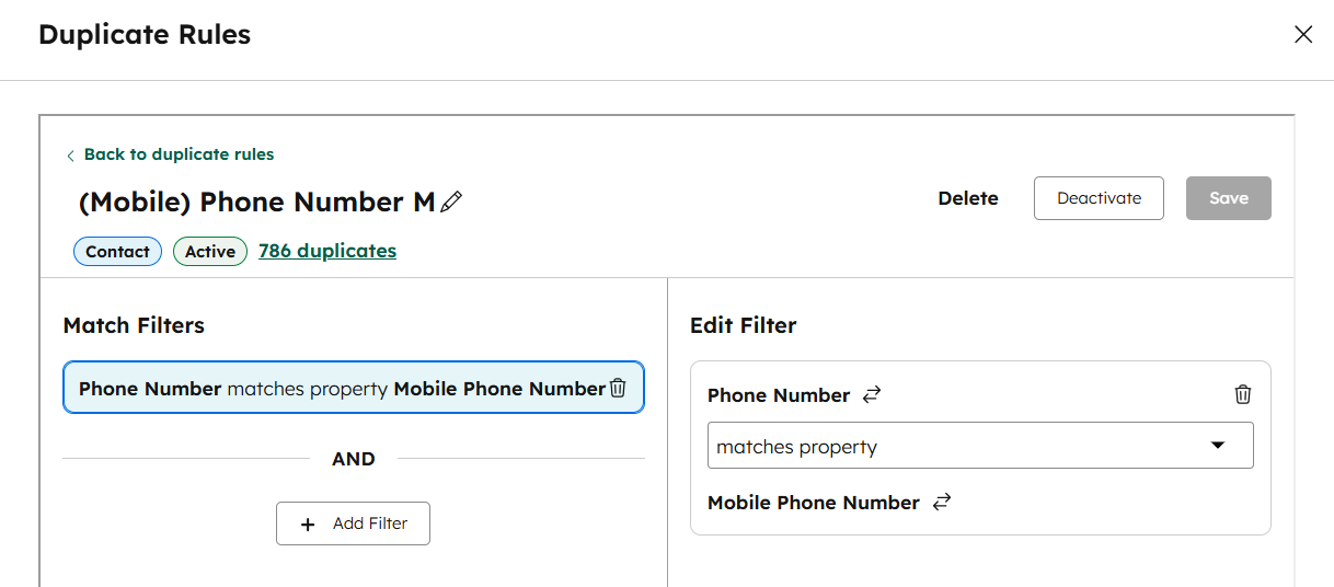 Compare phone numbers across multiple fields