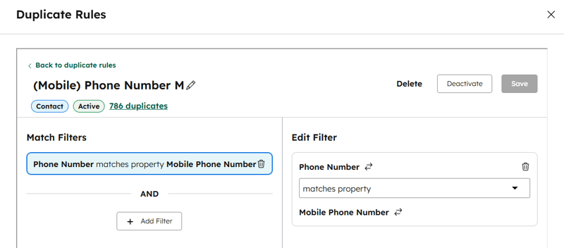 Compare phone numbers across multiple fields