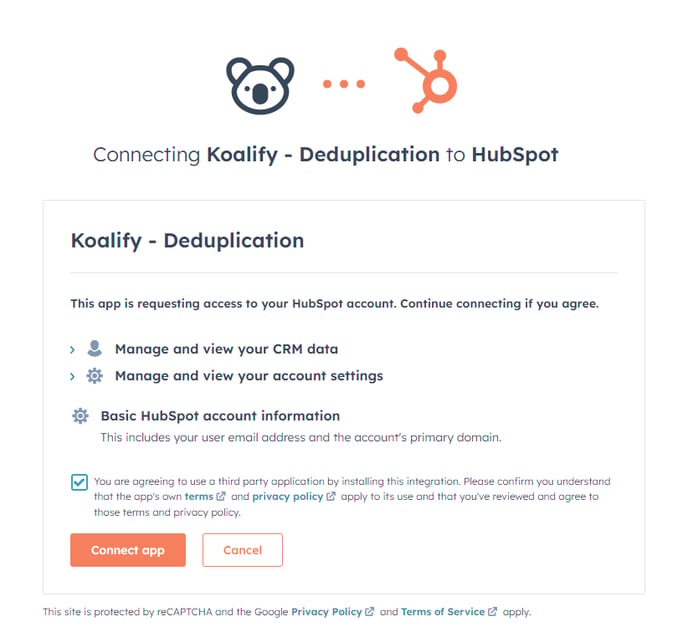 Connecting Koalify - Deduplication to HubSpot Step 2