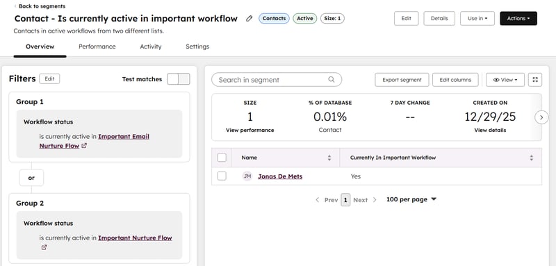 Contact - Is currently active in important workflow
