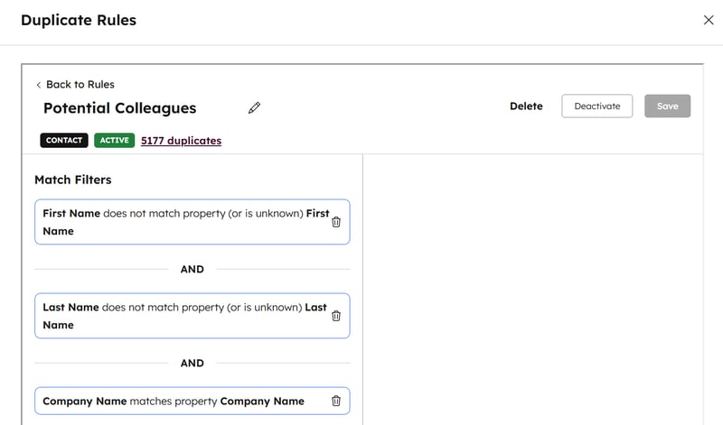 Create a Koalify rule to identify colleagues in HubSpot