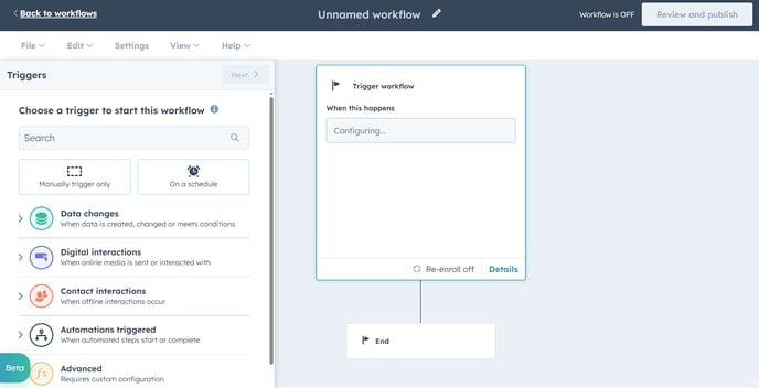 Create a new workflow in Hubspot to bulk merge contacts