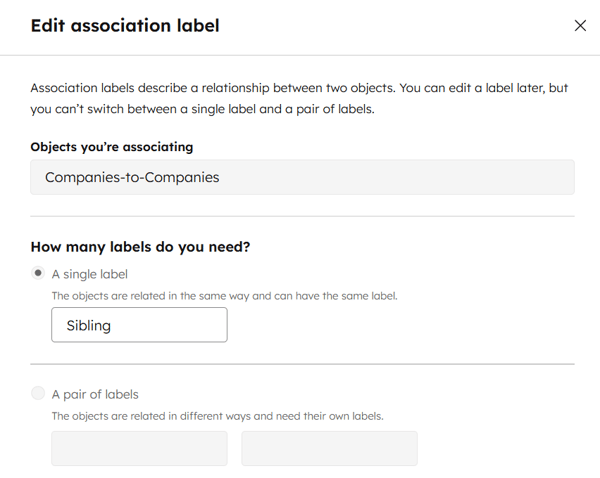 Create the custom company-to-company association labels