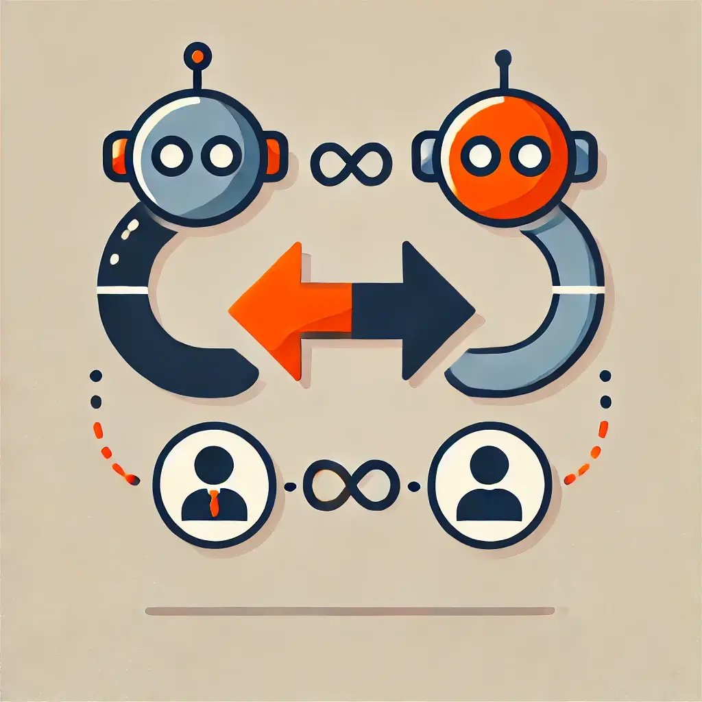 DALL·E 2024-11-11 15.38.28 - Create another minimalist and flat design image in HubSpots brand colors to illustrate merging two contacts in bulk with an ongoing effort. Include a