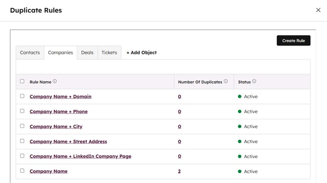 Default Koalify Duplicate Rules for Companies