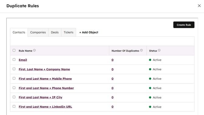 Default Koalify Duplicate Rules for Contacts