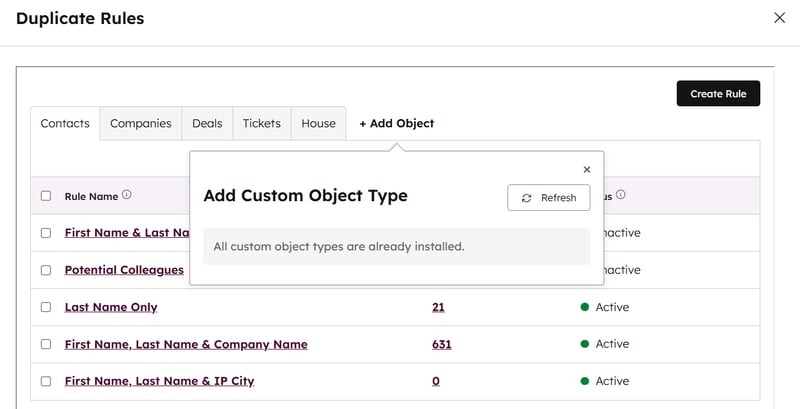 Duplicate Rules with All Objecgts