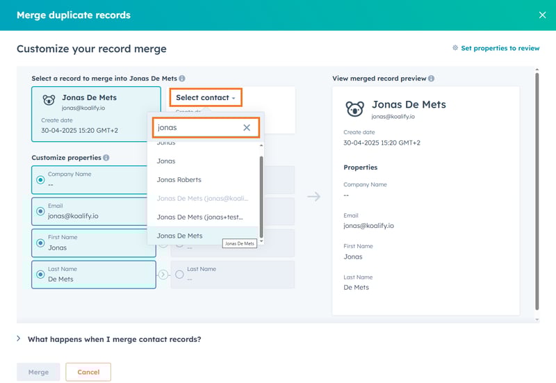 Find Duplicate Contact in HubSpot