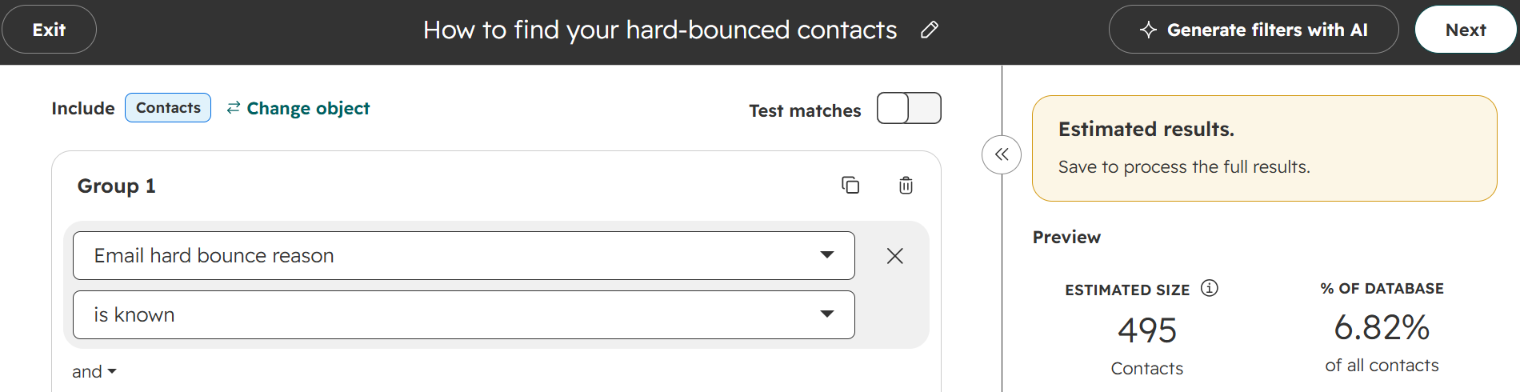How to find your hard-bounced contacts