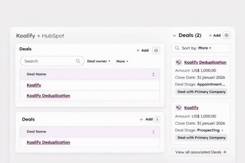 How to include associated record data in HubSpot duplicate detection (with Koalify)
