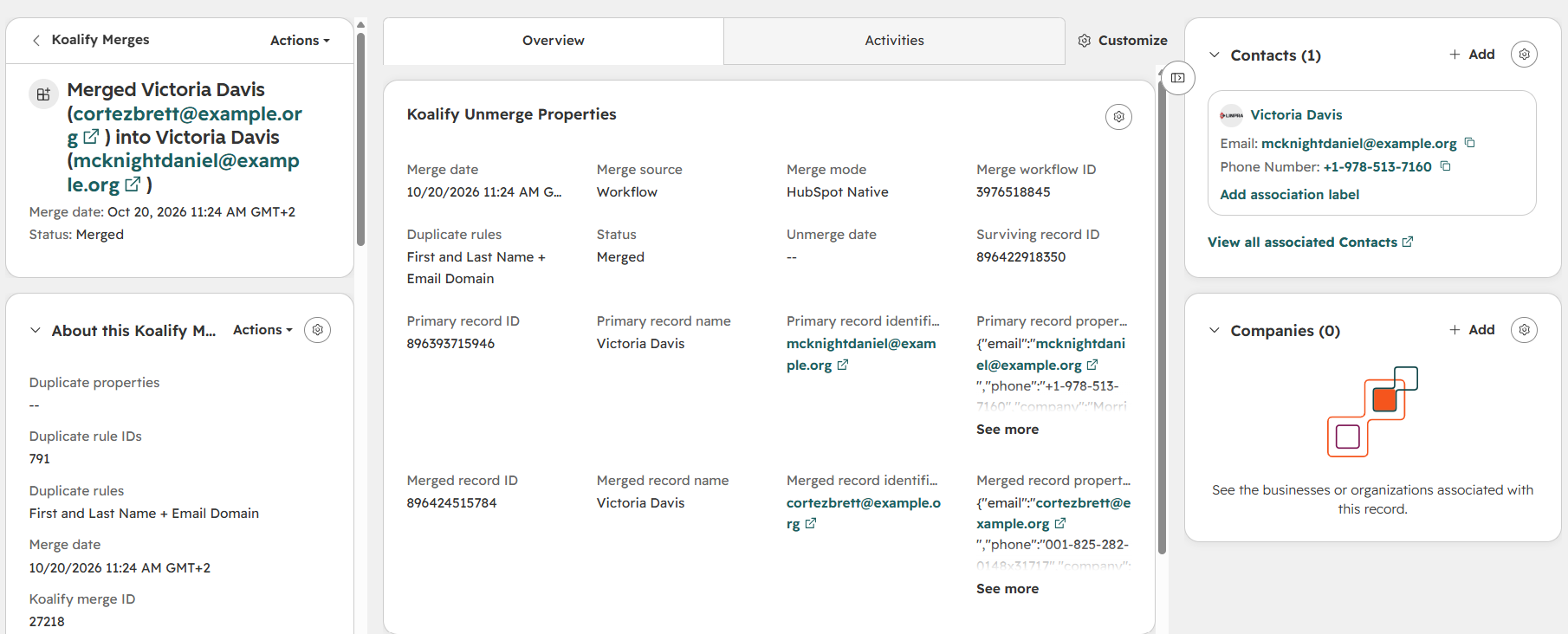 How to view and filter Koalify merges in HubSpot using the Koalify Merge object