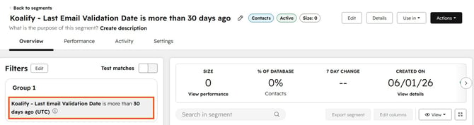 Koalify - Last Email Validation Date is more than X days ago