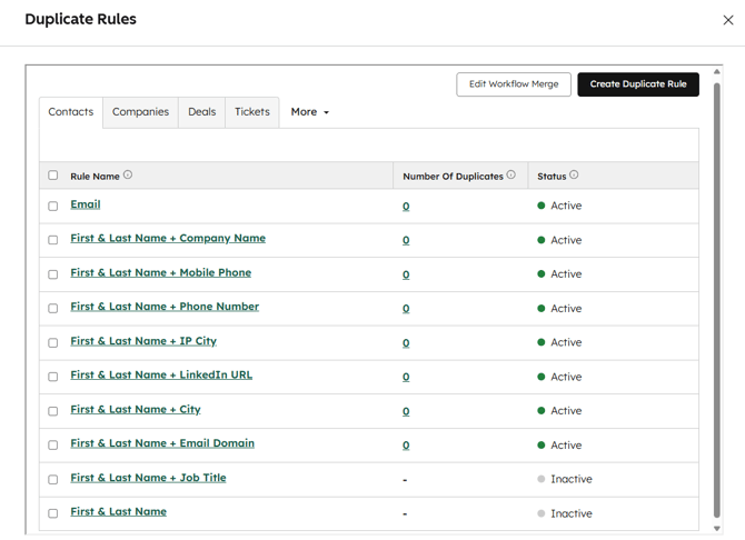 Koalify Default Duplicate Rules for Contacts