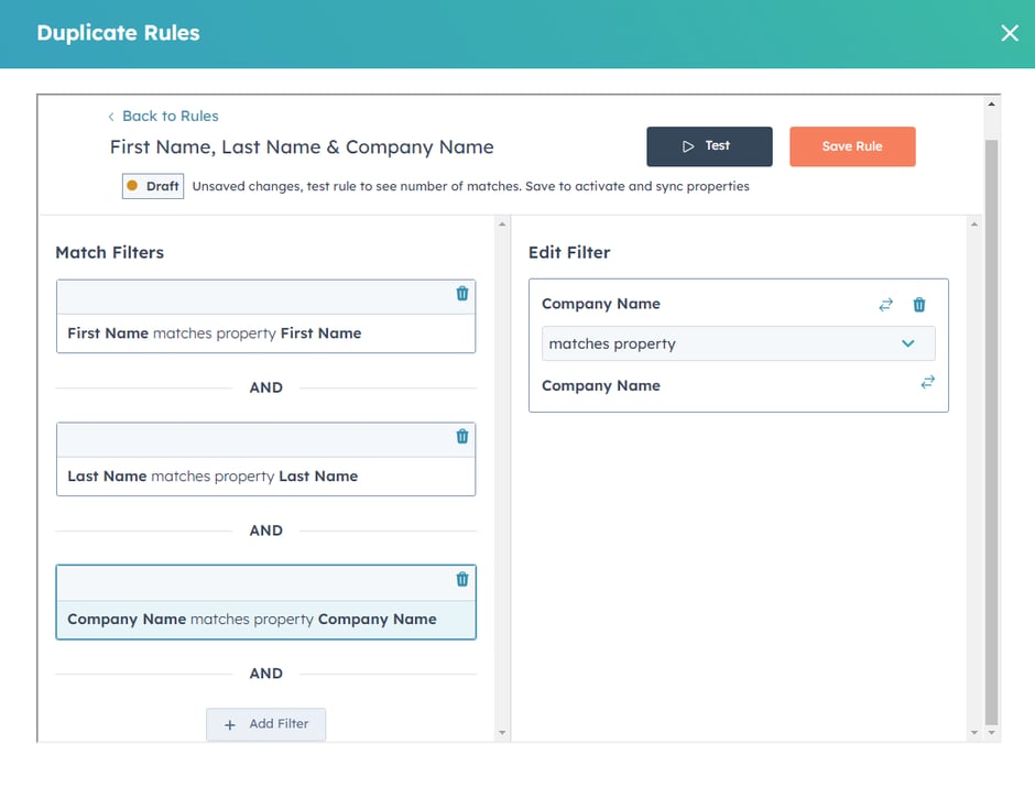 Koalify Duplicate Rule, First Name, Last Name & Company Name