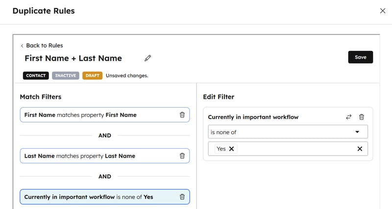 Koalify Duplicate Rules to Exclude Merging Contacts that Are Currently in an Important Workflow