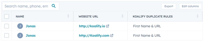 Koalify Format Domain Extension to Detect Duplicates