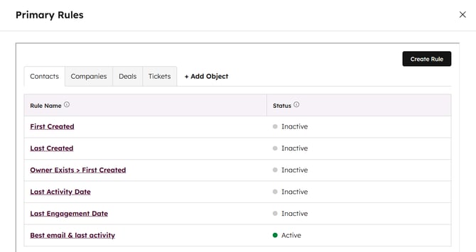 Koalify Primary Rules for HubSpot Duplicates