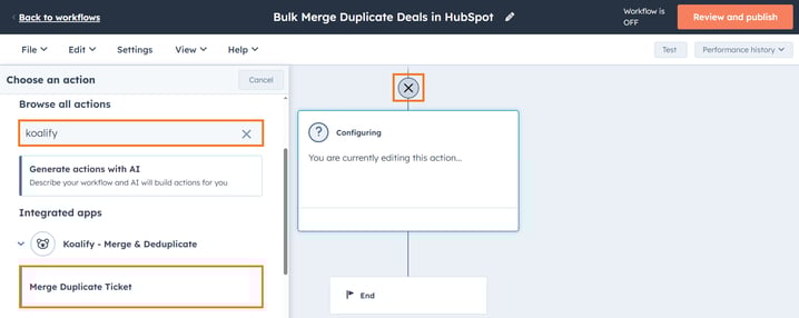 Merge Duplicate Ticket action and click Save