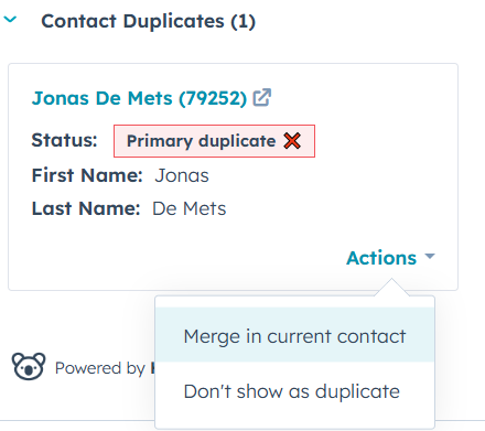 Merge Duplicates via Card