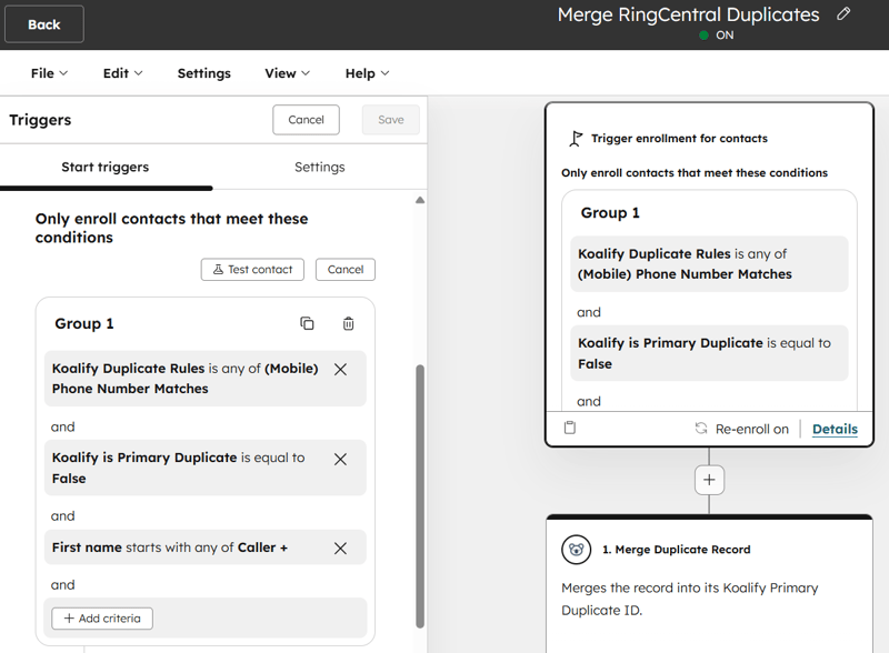 Merge RingCentral duplicates automatically with Koalify