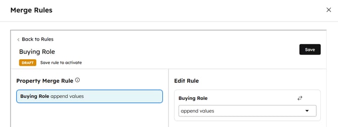 Merge Rules Append Values