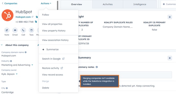 Native HubSpot Merges Are Not Supported V2