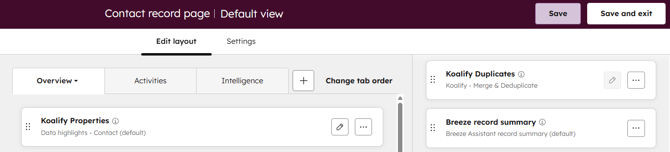 Position the Koalify Duplicates Card