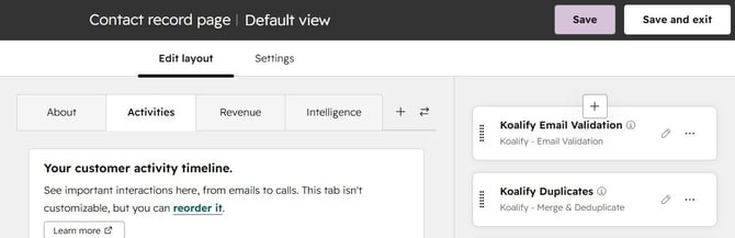 Position the Koalify Email Validation Card