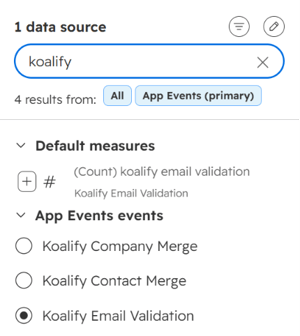 Select the Koalify email validation app event you want to use
