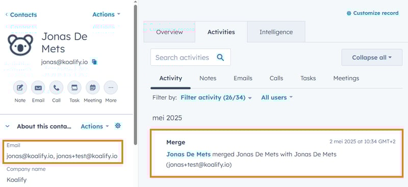 The HubSpot Contact was Merged