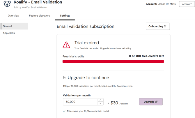 Upgrade Your Koalify - Email Validation Account