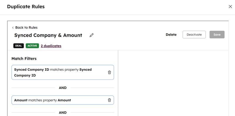 Use the associated company ID in Koalify duplicate rules