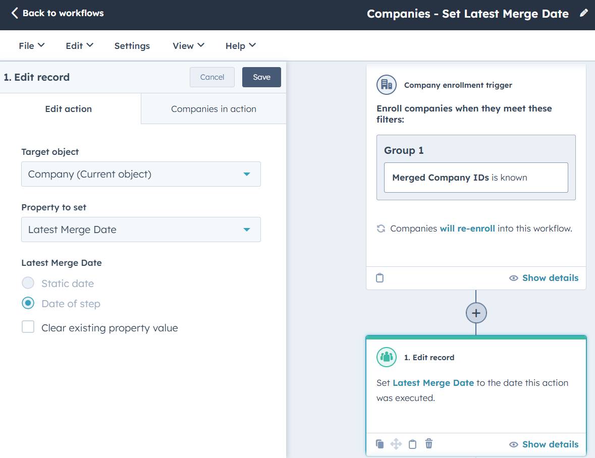 Workflow - Set Latest Merge Date