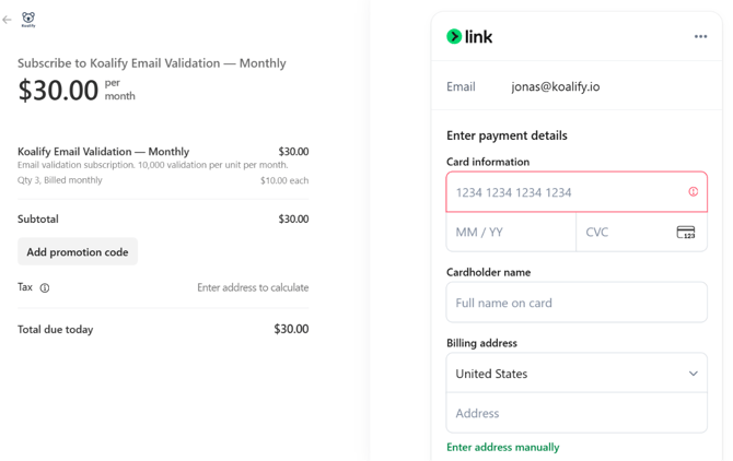 Youll be redirected to a Stripe checkout page, which remains valid for 24 hours.
