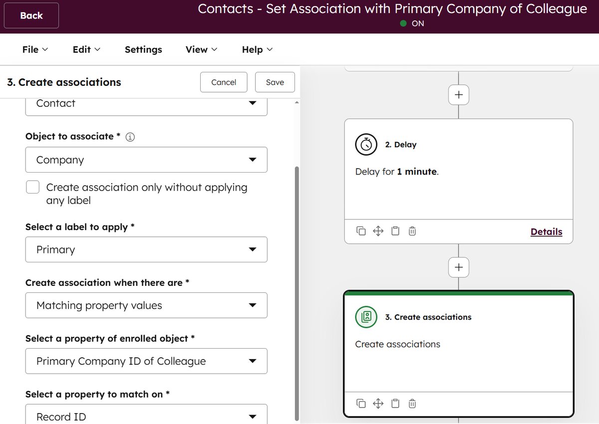associate the contact to the company using that Primary Company ID of Colleague
