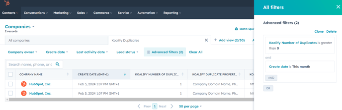 Create a view of duplicates that were created this month