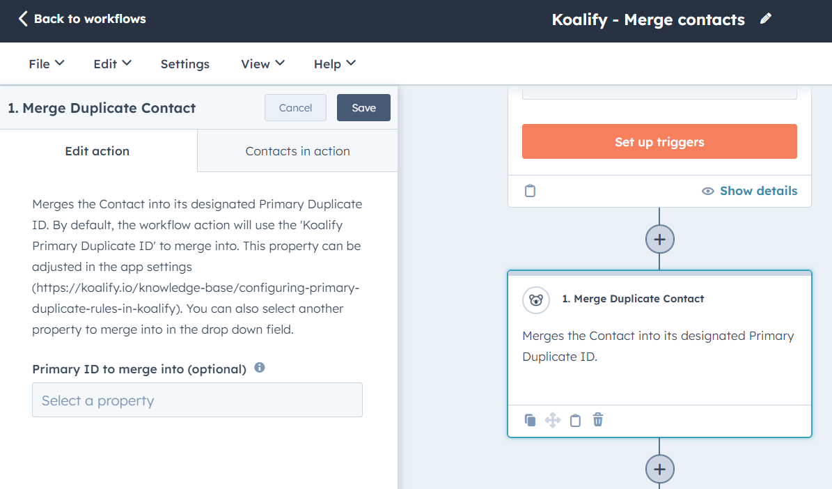 Koalify - Merge Contacts Workflows
