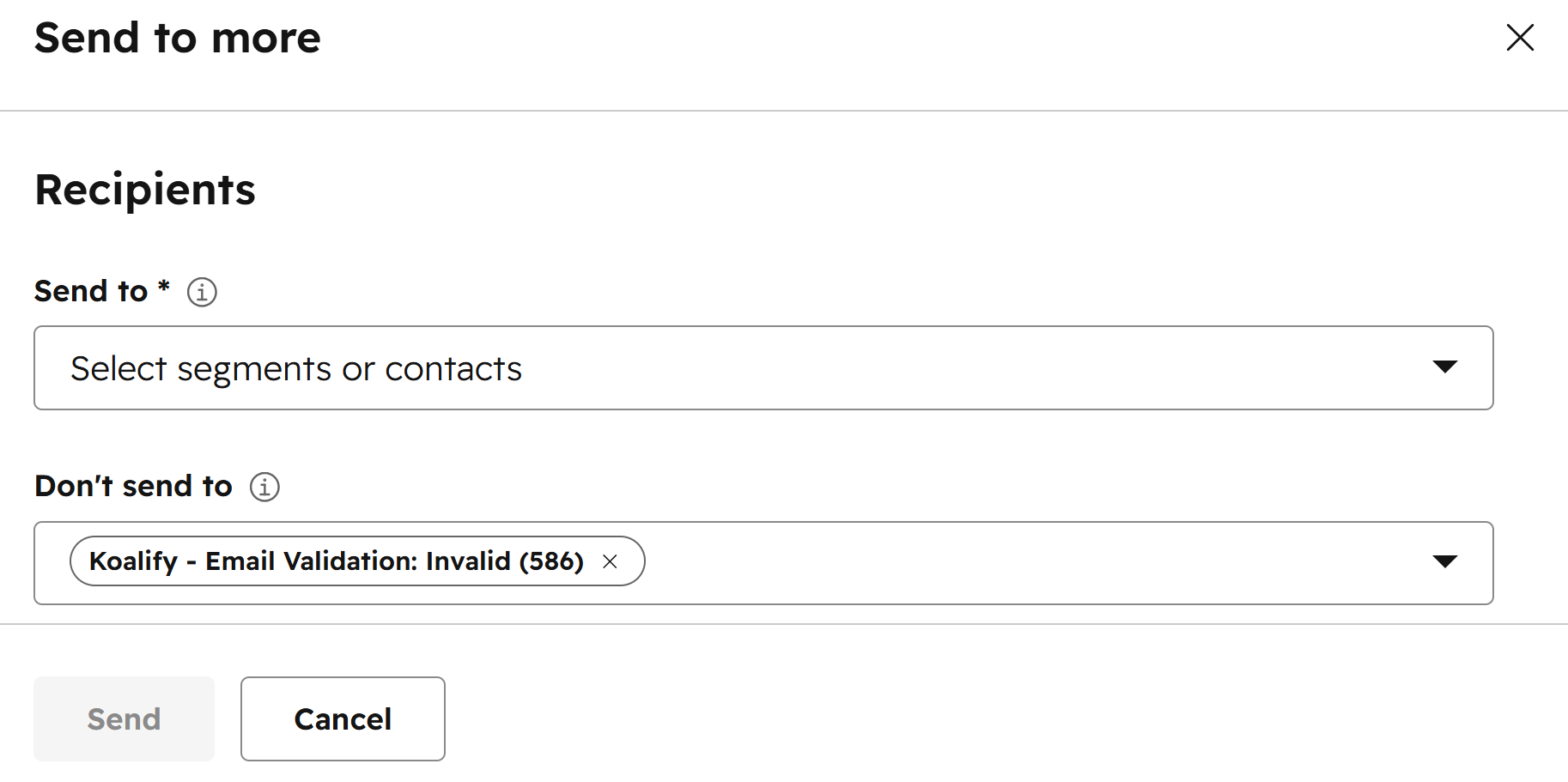 Koalify Email Validation - Dont sent to V2